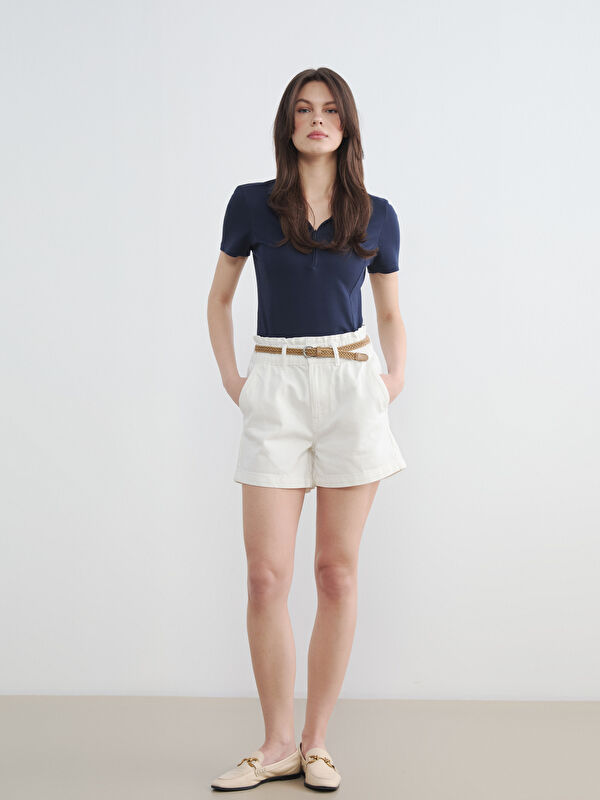 LCW Jeans Pantaloni scurți din denim pentru femei cu curea în talie