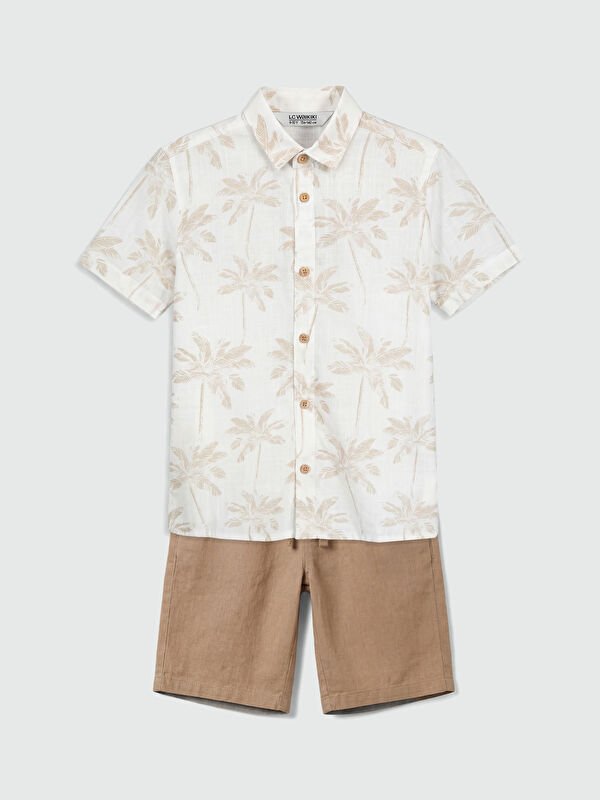 LC WAIKIKI ნიმუშიანი ბიჭის პერანგი და შორტი 2 შეკვრა