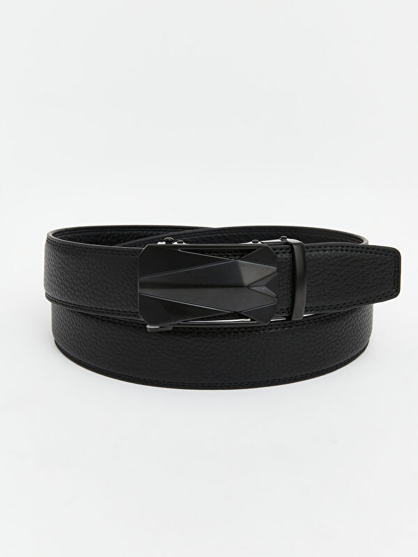 LCW ACCESSORIES Men's Faux Leather Textured Automatic Buckle Belt