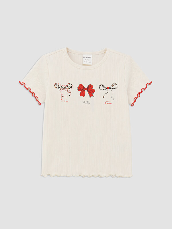 LCW Kids Crew Neck Printed Girls' T-Shirt