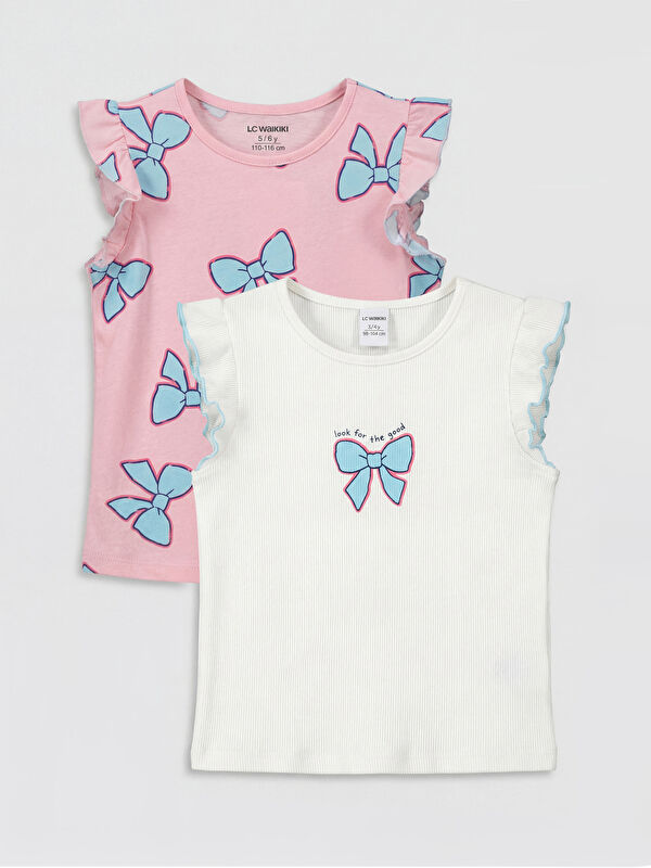LCW Kids Crew Neck Printed Girls' Tank Top 2 Pack