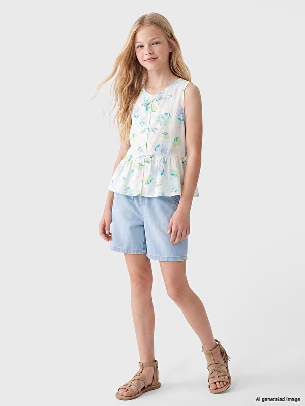 LCW Kids Girl Blue Denim Shorts