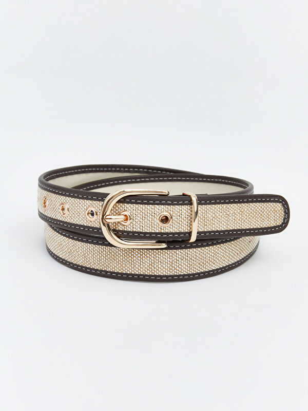 LCW ACCESSORIES Women's Belt with Metal Buckle and Woven Look