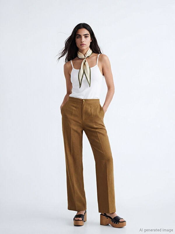 LCW Vision Regular Fit Linen Blended Women's Trousers