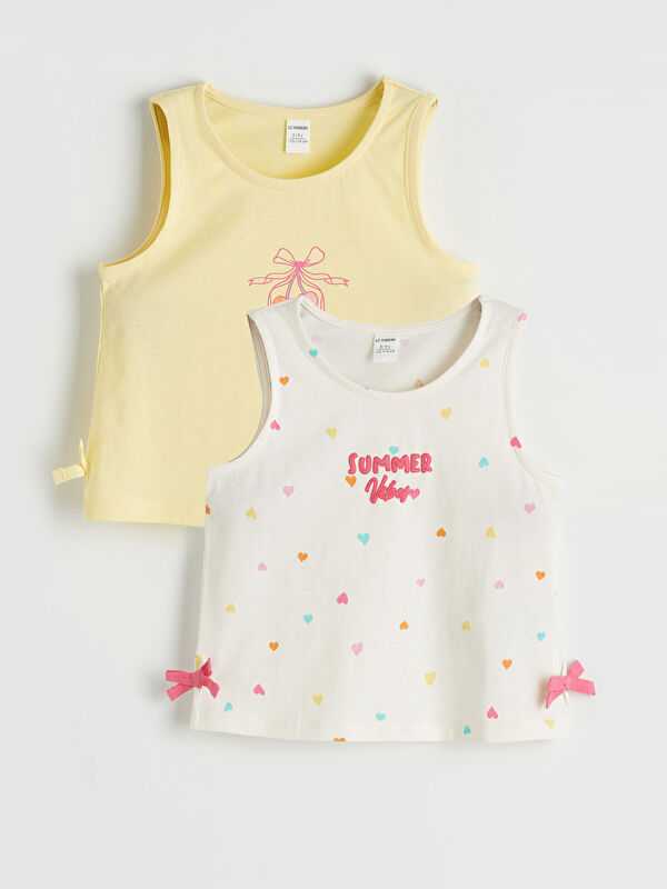 LCW Kids Crew Neck Printed Girls' Tank Top 2 Pack
