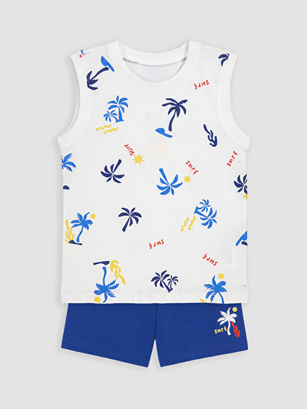 LCW Kids Boy White Shortie Pyjama Set