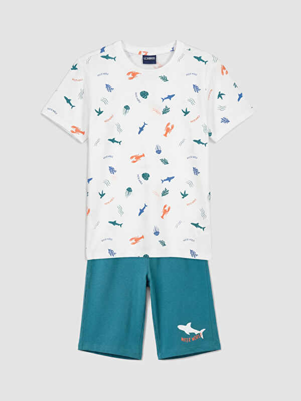 LCW Kids Printed Boys' Shortie Pyjamas Set