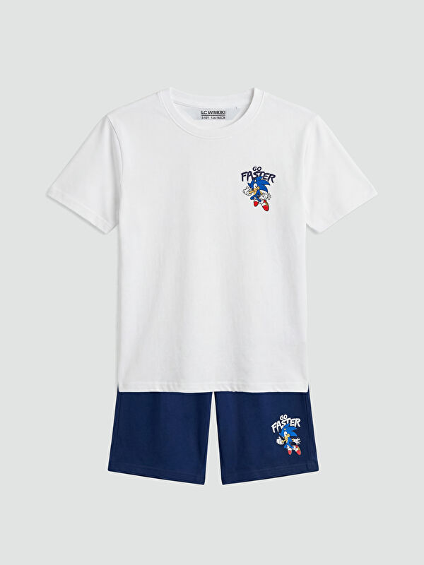 LCW Kids Crew Neck Sonic Printed Boys' Shortie Pyjamas