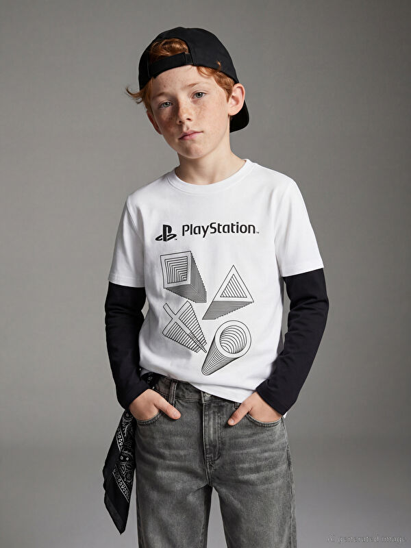 LCW Kids Bisiklet Yaka PlayStation Baskılı Erkek Çocuk Tişört