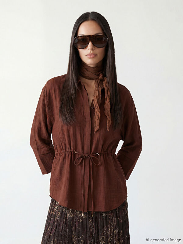 LCW STUDIO Dokulu Oversize Kadın Gömlek Tunik