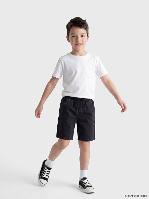 LCW Kids Beli Lastikli Erkek Çocuk Jean Şort