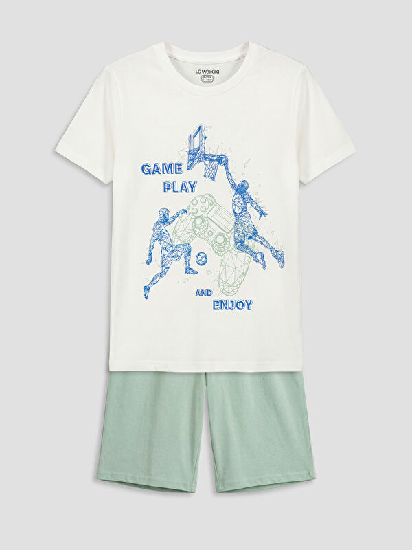 LCW Kids Printed Boys' Shortie Pyjamas Set