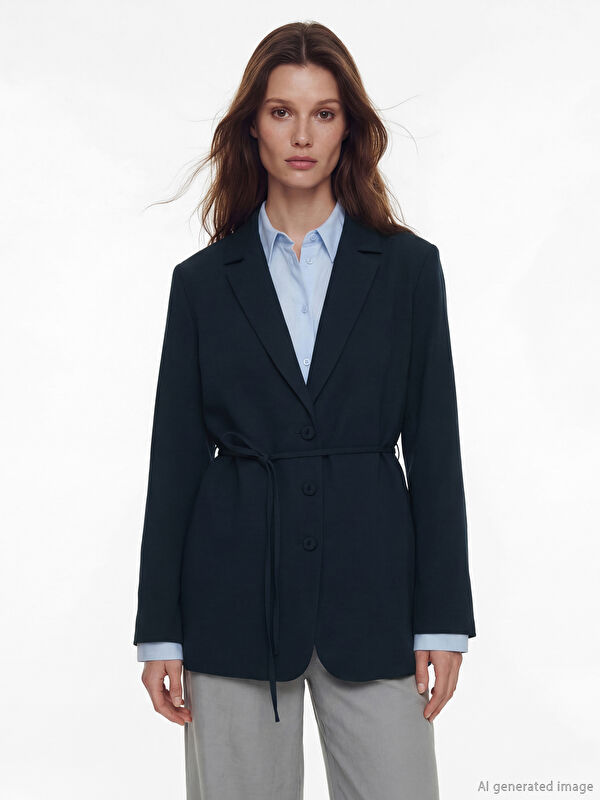 LCW Modest Kuşaklı Yaka Kadın Blazer Ceket