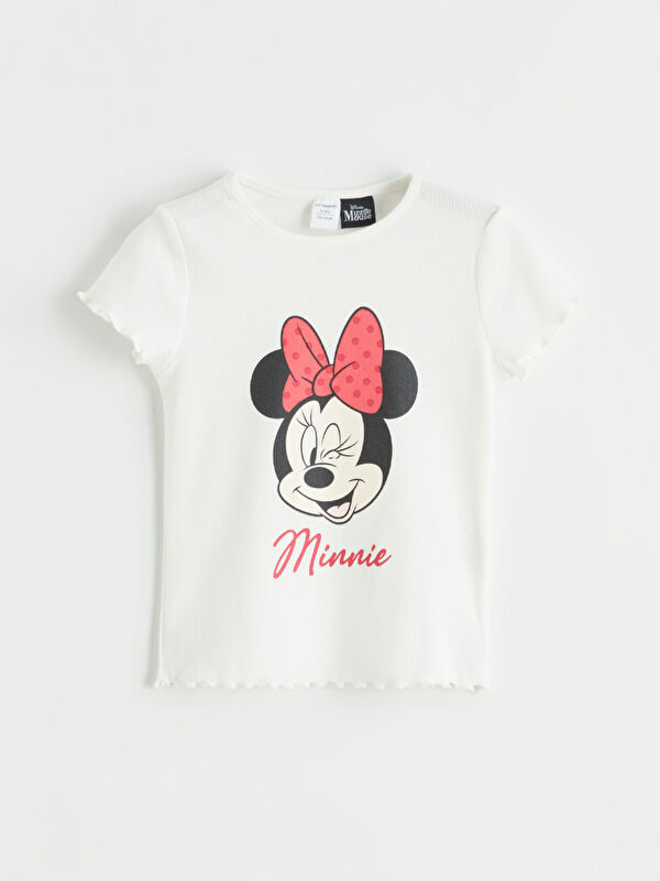 LCW Kids Bisiklet Yaka Minnie Mouse Baskılı Kız Çocuk Tişört