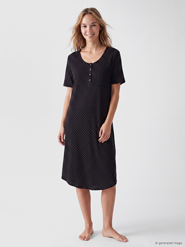 LCW DREAM Crew Neck Patterned Women's Nightdress