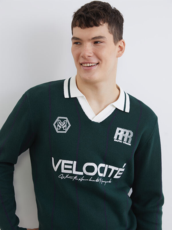 XSIDE Polo Neck Printed Men's Knitwear Sweater