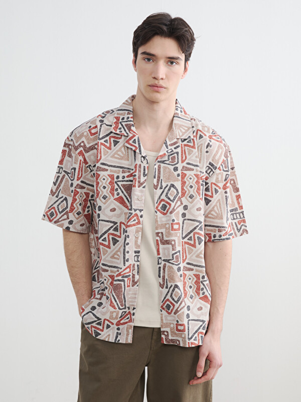 XSIDE Loose Fit Desenli Poplin Erkek Gömlek