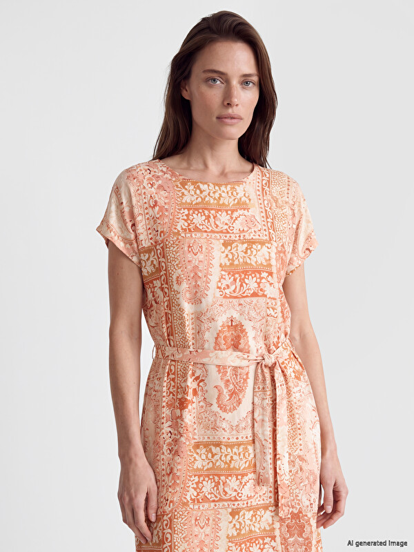 LCW Grace Patterned A-Line Poplin Dress