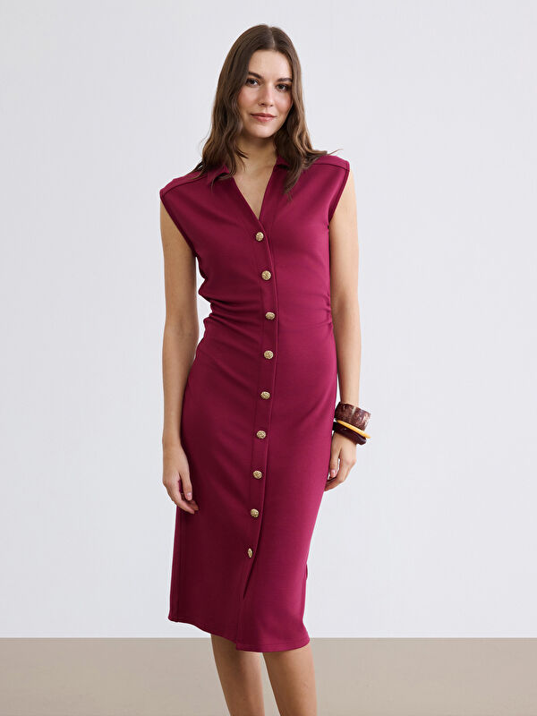 LCW Comfort Polokragen Gerüschtes Figurbetontes Kleid