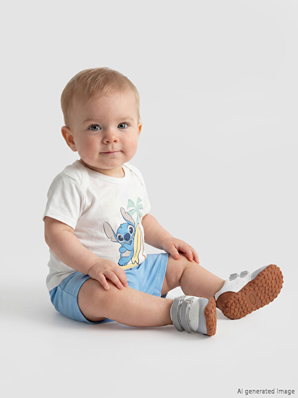 LCW baby Stitch Printed Baby Boys' Shorts Set