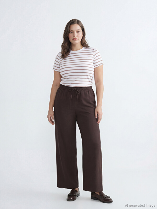 LCW Comfort Beli Lastikli Geniş Paça Kadın Pantolon