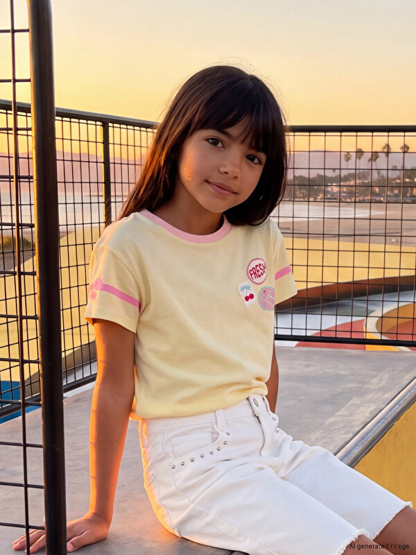 LCW Kids T-shirt imprimé à col rond pour filles, lot de 2