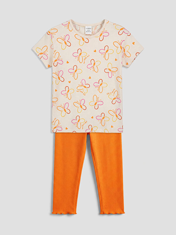 LCW Kids Butterfly Patterned Girls' Set