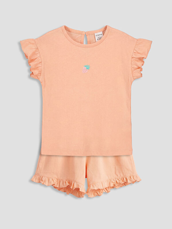 LCW Kids Strawberry Printed Girls' T-Shirt and Shorts