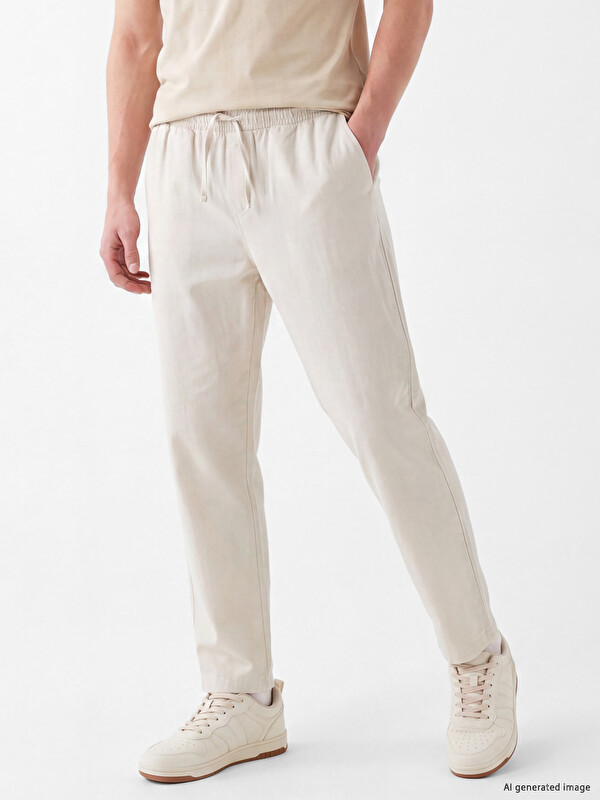 XSIDE Loose Fit Keten Görünümlü Erkek Pantolon