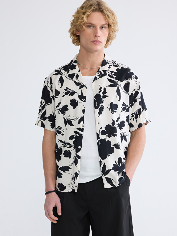 XSIDE Regular Fit Camp Collar Patterned Men's Shirt