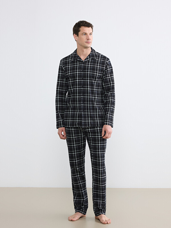 LC WAIKIKI Gömlek Yaka Ekose Erkek Pijama Üst