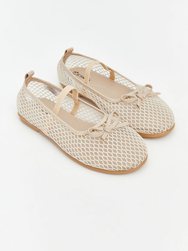 LCW STEPS Bow Detailed Mesh Girls Ballet Flats