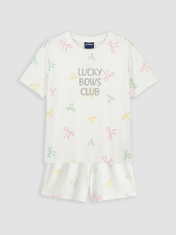 LCW Kids ნაბეჭდი გოგონების მოკლე პიჟამის ნაკრები