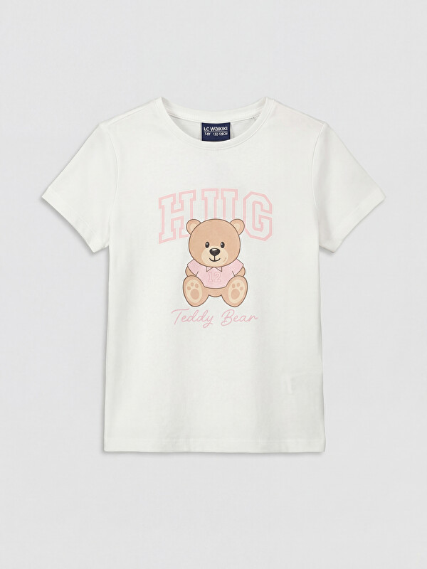 LCW Kids Bear Teddy Printed Girls' Capri Pyjamas Set