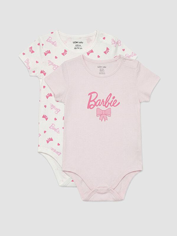 LCW baby Barbie Baskılı Kız Bebek Çıtçıtlı Body 2'li