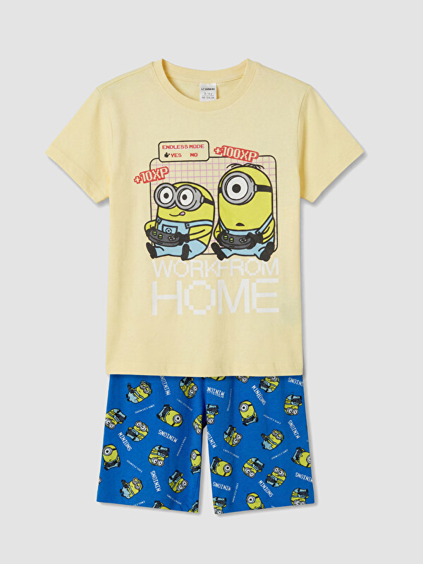 LCW Kids Minions Baskılı Erkek Çocuk Şortlu Pijama Takımı