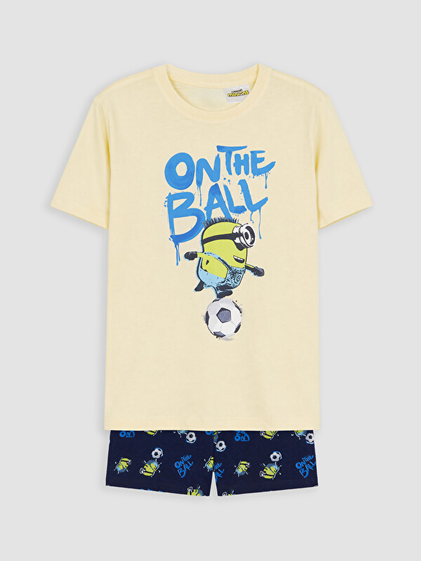 LCW Kids Minions Baskılı Erkek Çocuk Şortlu Pijama Takımı