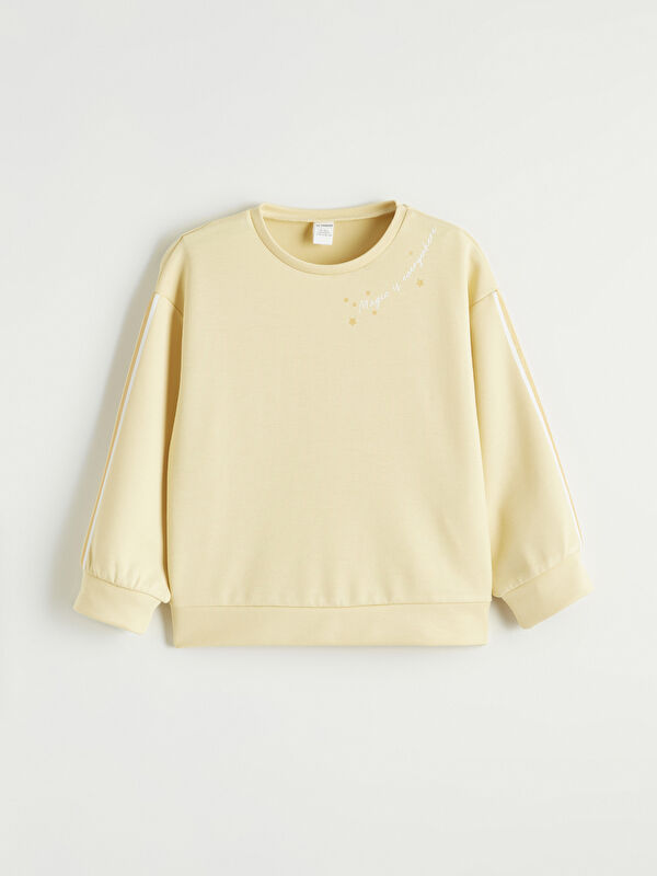 LCW Kids Baskılı Kız Çocuk Soft Touch Sweatshirt