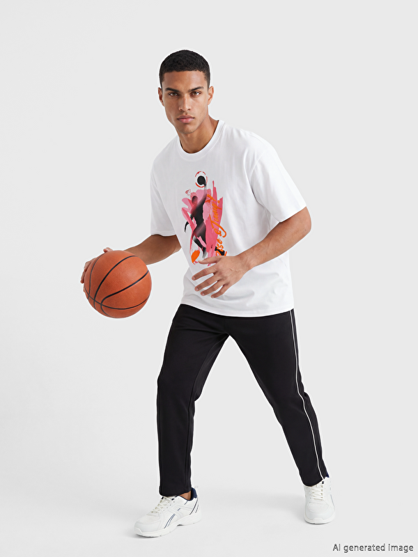 XSIDE ACTIVE Crew Neck Oversize Printed Men's Sports T-Shirt