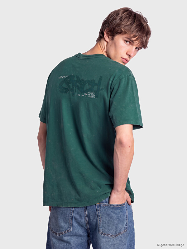 XSIDE Relax Fit Besticktes Herren T-Shirt