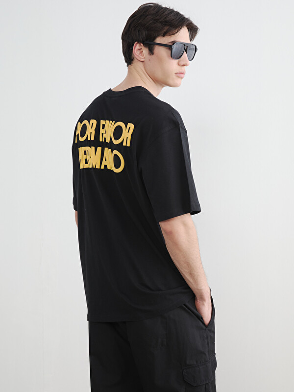 XSIDE Loose Fit Crew Neck Text Printed Men's T-Shirt