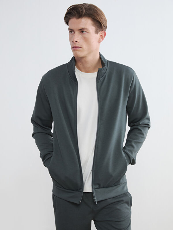 SOUTHBLUE Dik Yaka Erkek Fermuarlı Sweatshirt