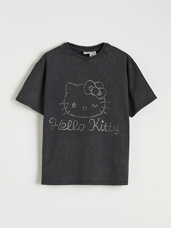 LCW Kids Hello Kitty Printed Girls' Stone Embellished T-Shirt