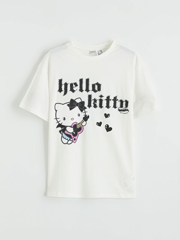 LCW Kids Декорированная футболка для девочек с принтом Hello Kitty