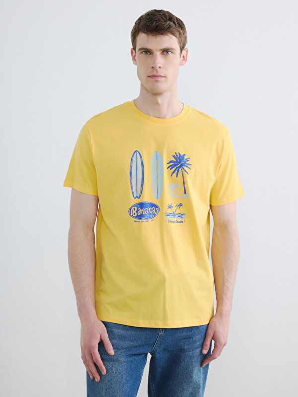 LC WAIKIKI Bisiklet Yaka Baskılı Erkek Tişört