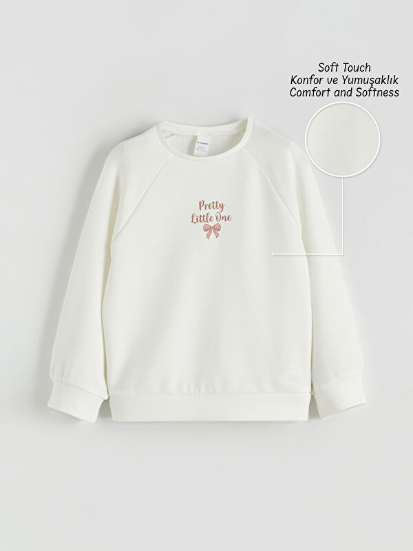 LCW Kids Baskılı Soft Touch Kız Çocuk Sweatshirt