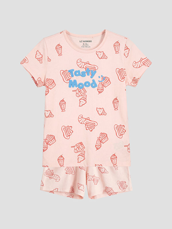 LCW Kids Bisiklet Yaka Kız Çocuk Şortlu Pijama Takımı