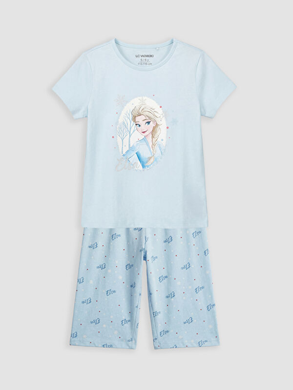 LCW Kids Kız Çocuk Elsa Baskılı Kaprili Pijama Takımı