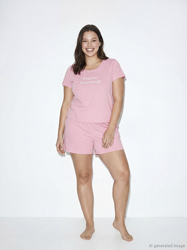 LCW ECO Printed Women's Shortie Pyjamas Set