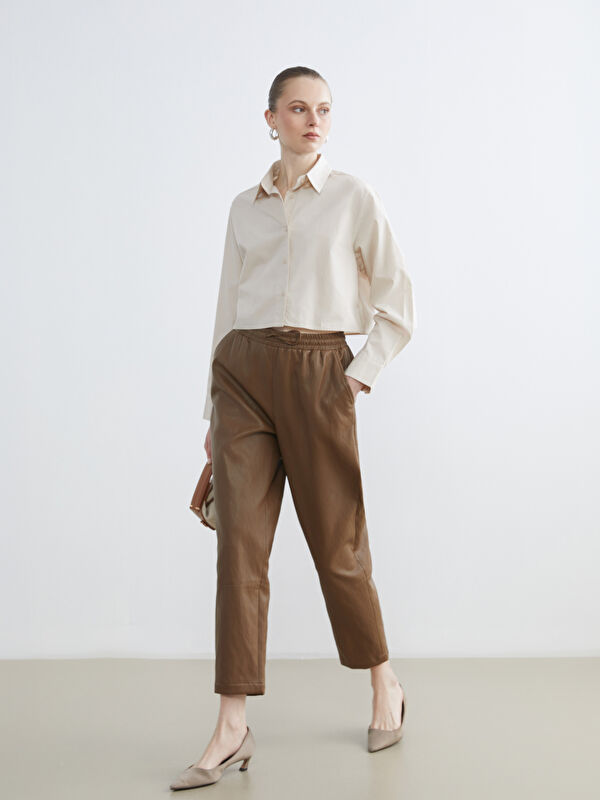 LCW STUDIO Pantalon en Similicuir à Taille Élastiquée pour Femmes